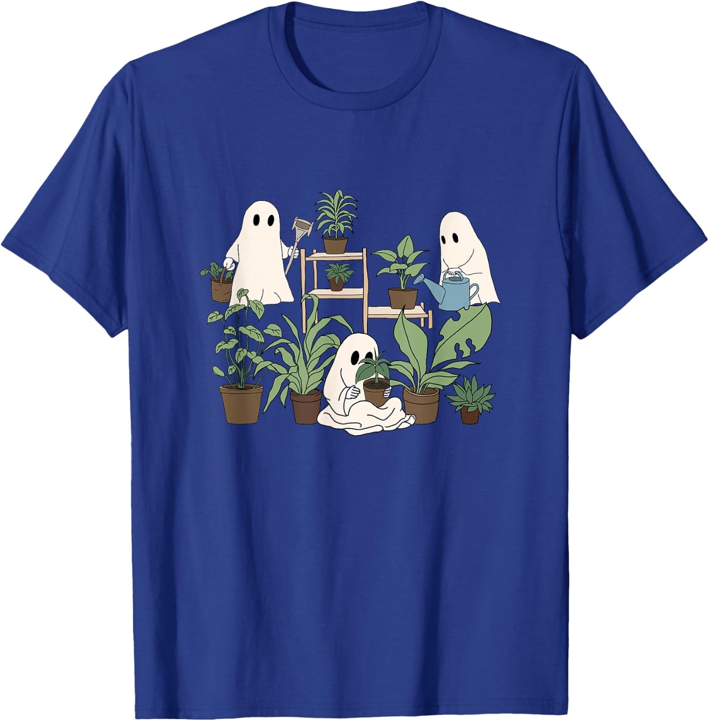 Cute Ghost Plant Lady Halloween Spooky Gardener Gift T-Shirt - T-Shirt | Royal