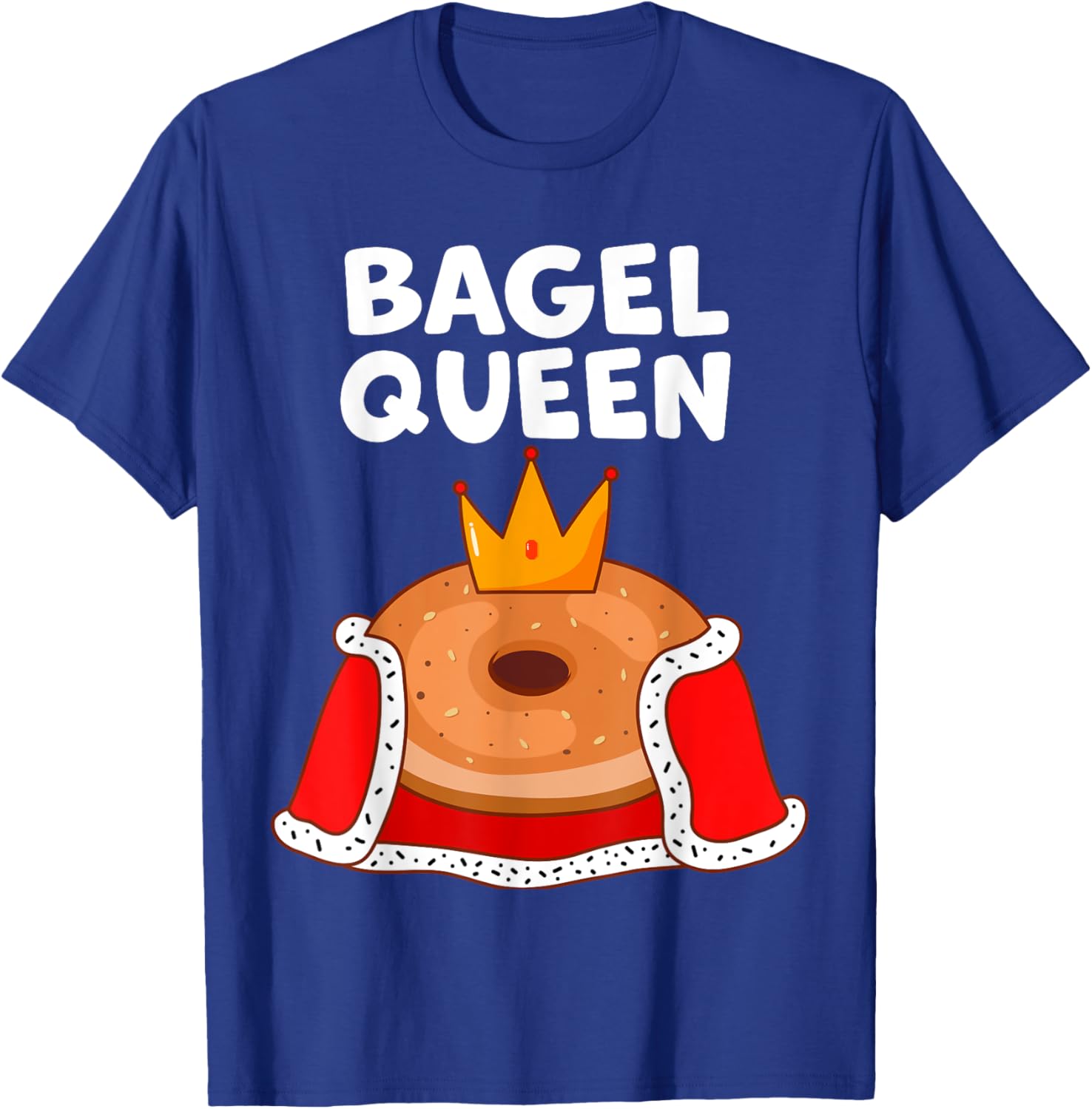 Bagel queen in cute funny cartoon for bagel lover matching T-Shirt - T-Shirt | Royal