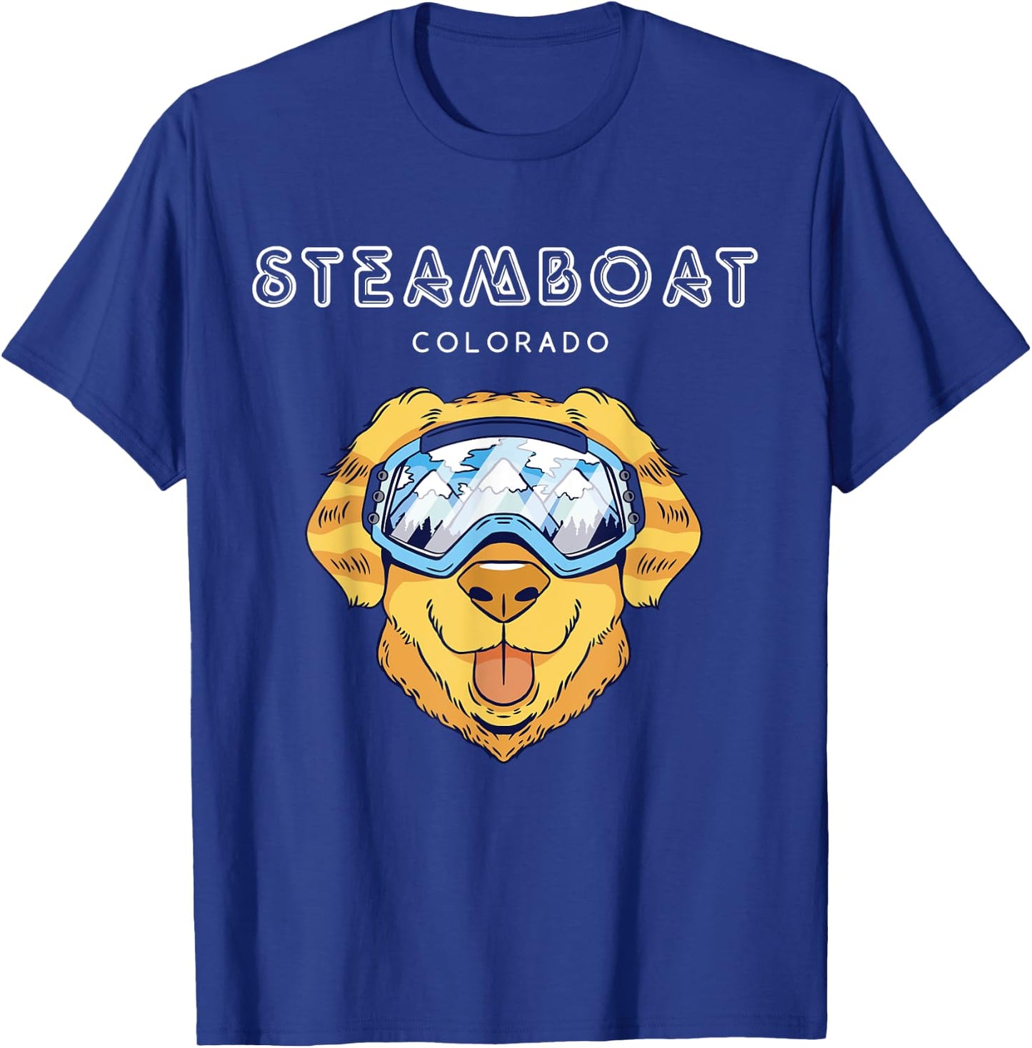 Steamboat Colorado - Funny Dog Ski Googles T-Shirt - T-Shirt | Royal