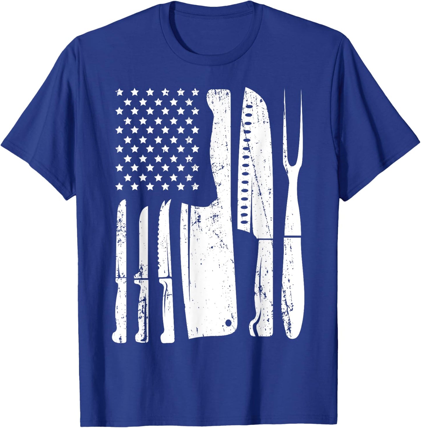 Chef Knife American Flag Head Cook USA Patriotic Cooking Women Men T-Shirt - T-Shirt | Royal