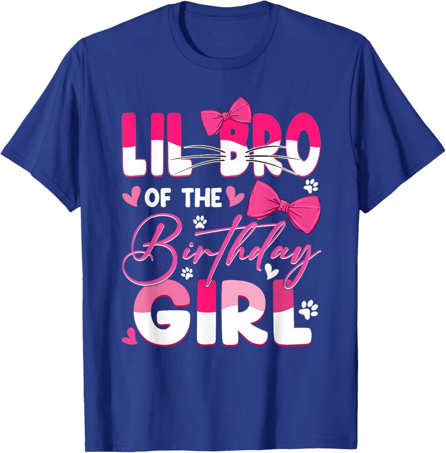 Lil Bro Of The Birthday Girl Cat Kitty Family Matching T-Shirt - T-Shirt | Royal
