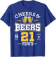 21st Birthday Cheers And Beers to 21 Years Funny Gift T-Shirt - T-Shirt | Royal