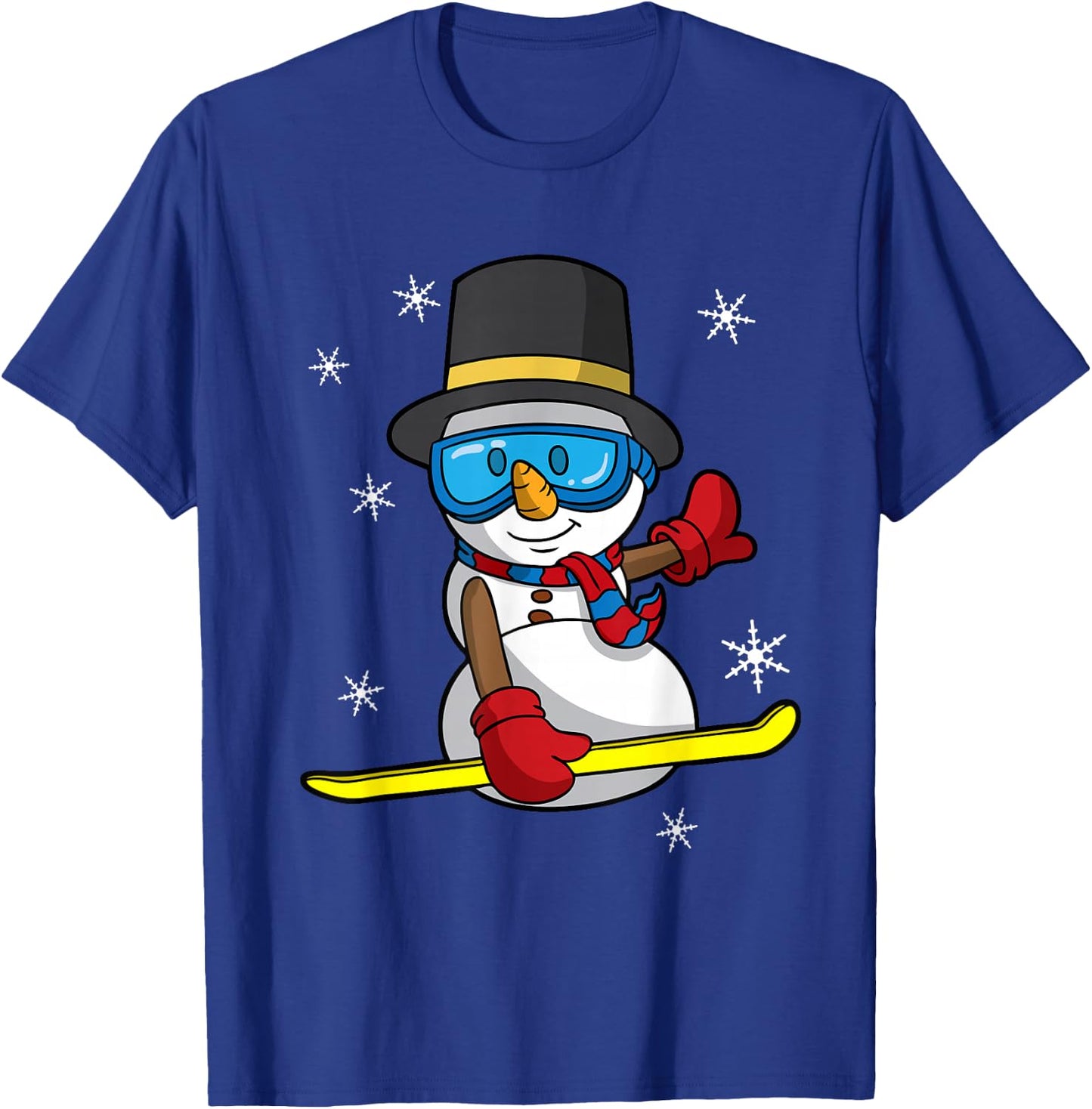 Christmas Snowboarding Snowman Snowboarder Snowboard T-Shirt - T-Shirt | Royal