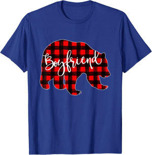 Red Plaid Boyfriend Bear Matching Family Christmas Buffalo T-Shirt - T-Shirt | Royal
