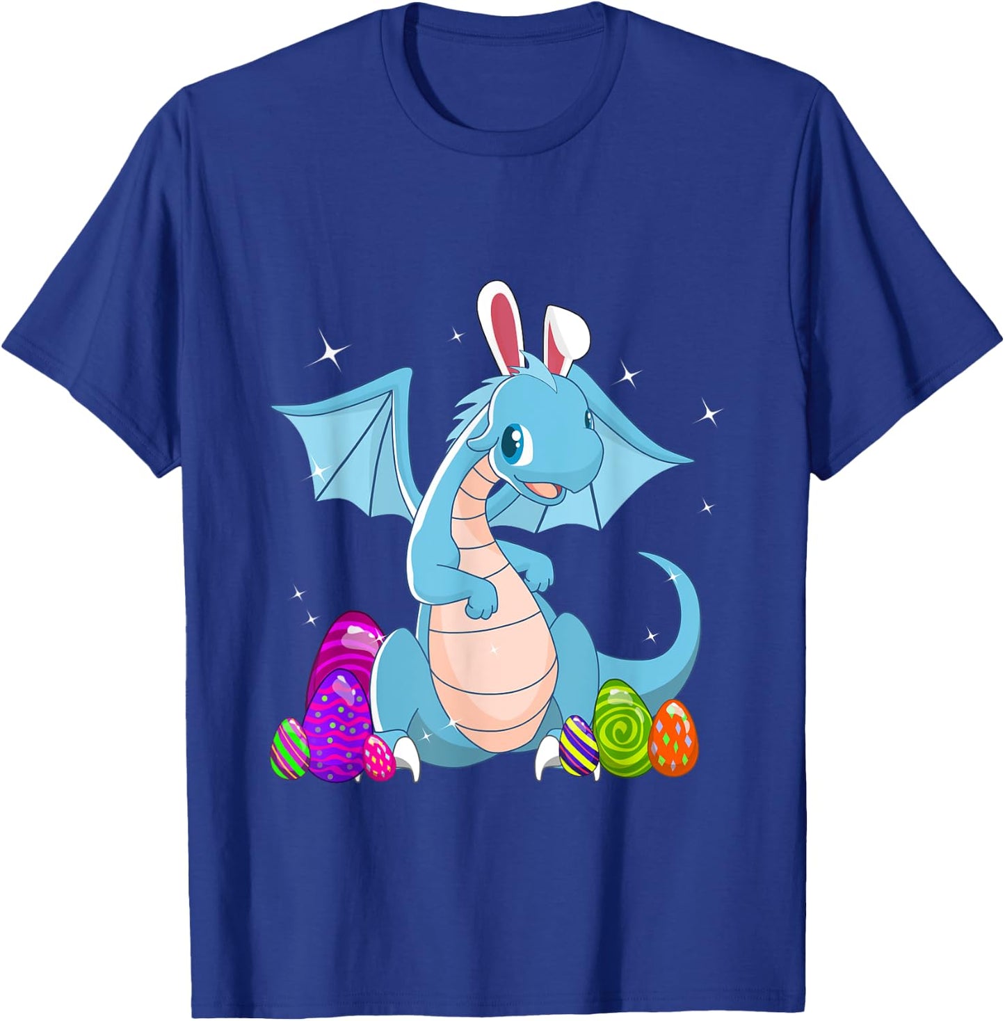 Easter Dragon Holiday Bunny Ears and colored eggs T-Shirt - T-Shirt | Royal