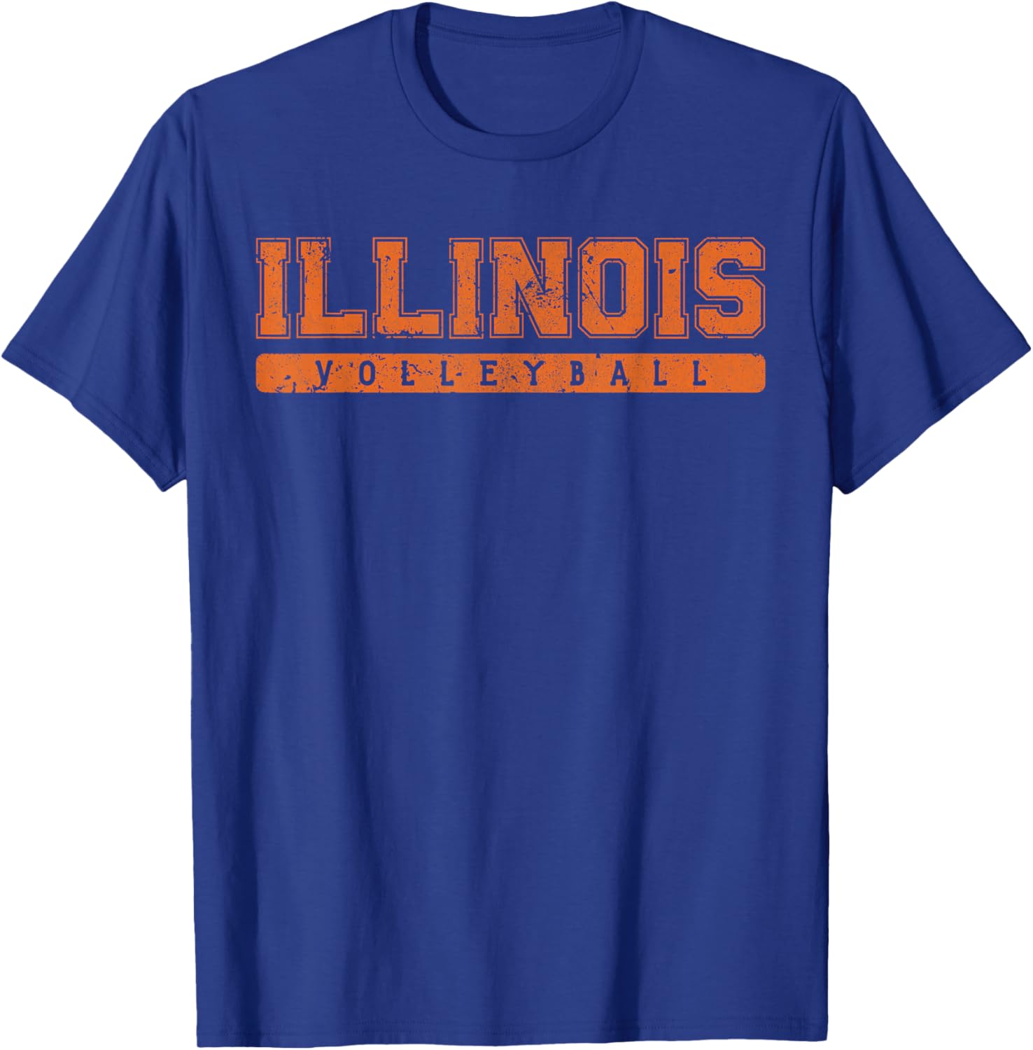 Illinois Volleyball Orange Vintage Text T-Shirt - T-Shirt | Royal