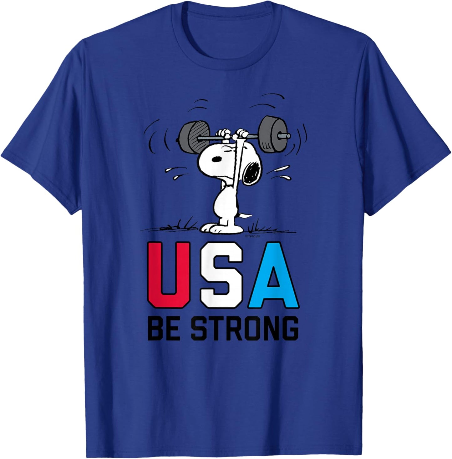 Peanuts - Snoopy USA Weightlifting USA Be Strong T-Shirt - T-Shirt | Royal