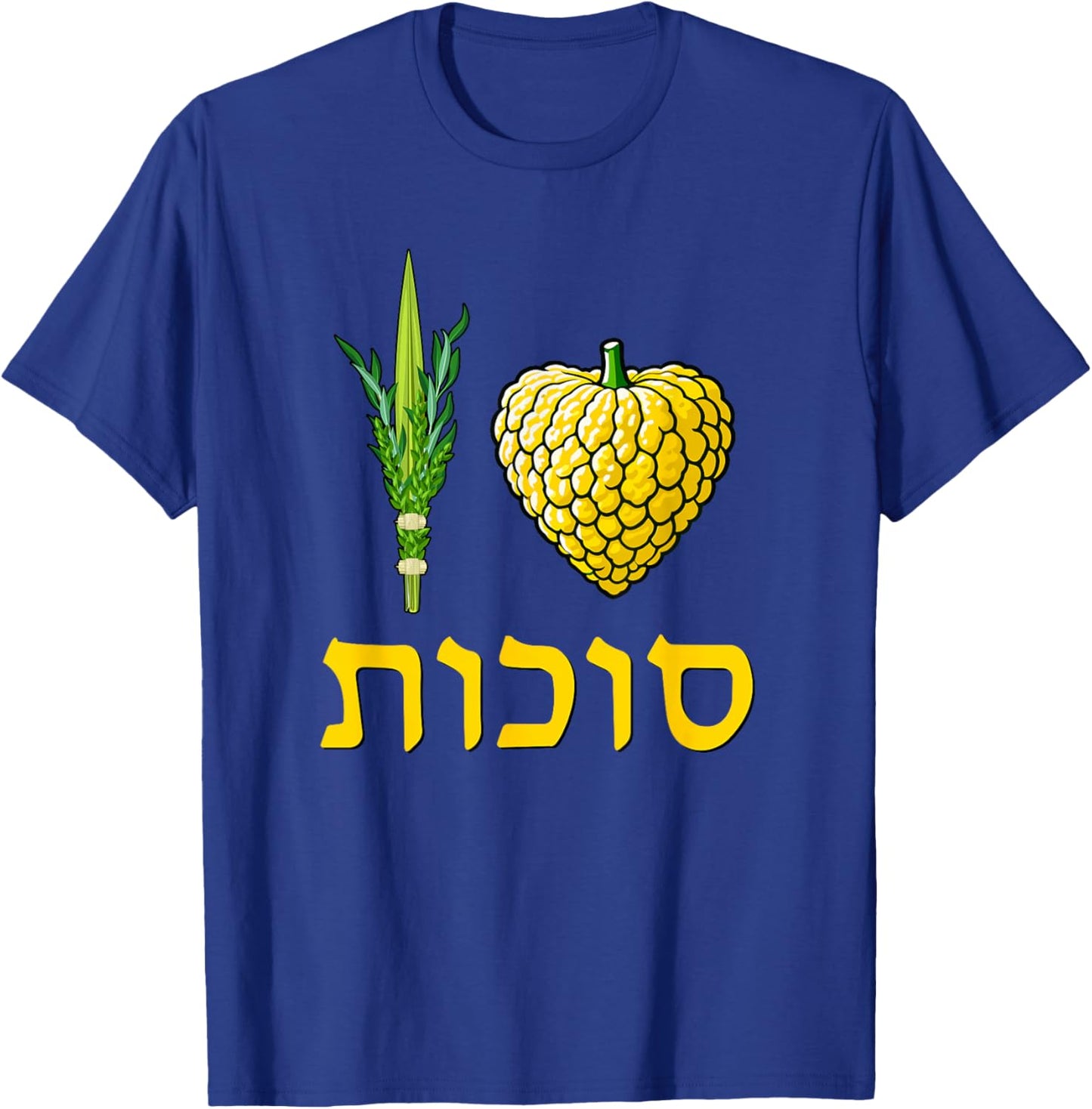 I Love Sukkot - Lulav and Etrog Celebrating Jewish Holidays T-Shirt - T-Shirt | Royal