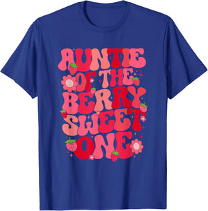 Auntie Of The Berry Sweet One Strawberry First Birthday T-Shirt - T-Shirt | Royal