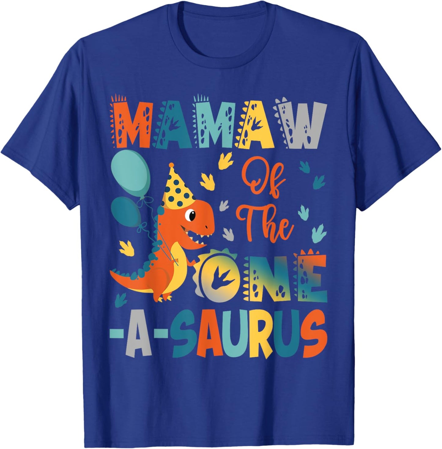 Mamaw Of The One-A-Saurus 2Nd Birthday Dinosaur Party T-Shirt - T-Shirt | Royal