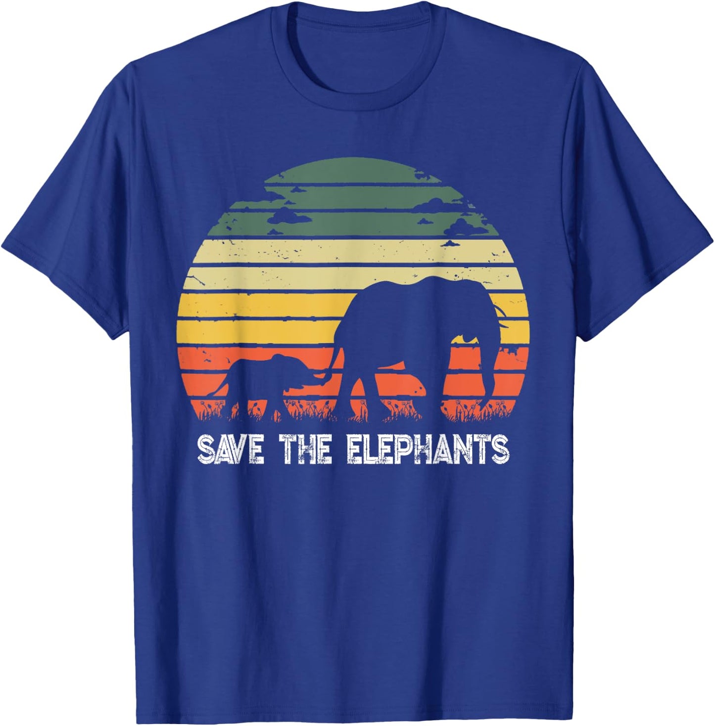 Save The Elephants Lovers Gift Vintage Retro Elephant T-Shirt - T-Shirt | Royal