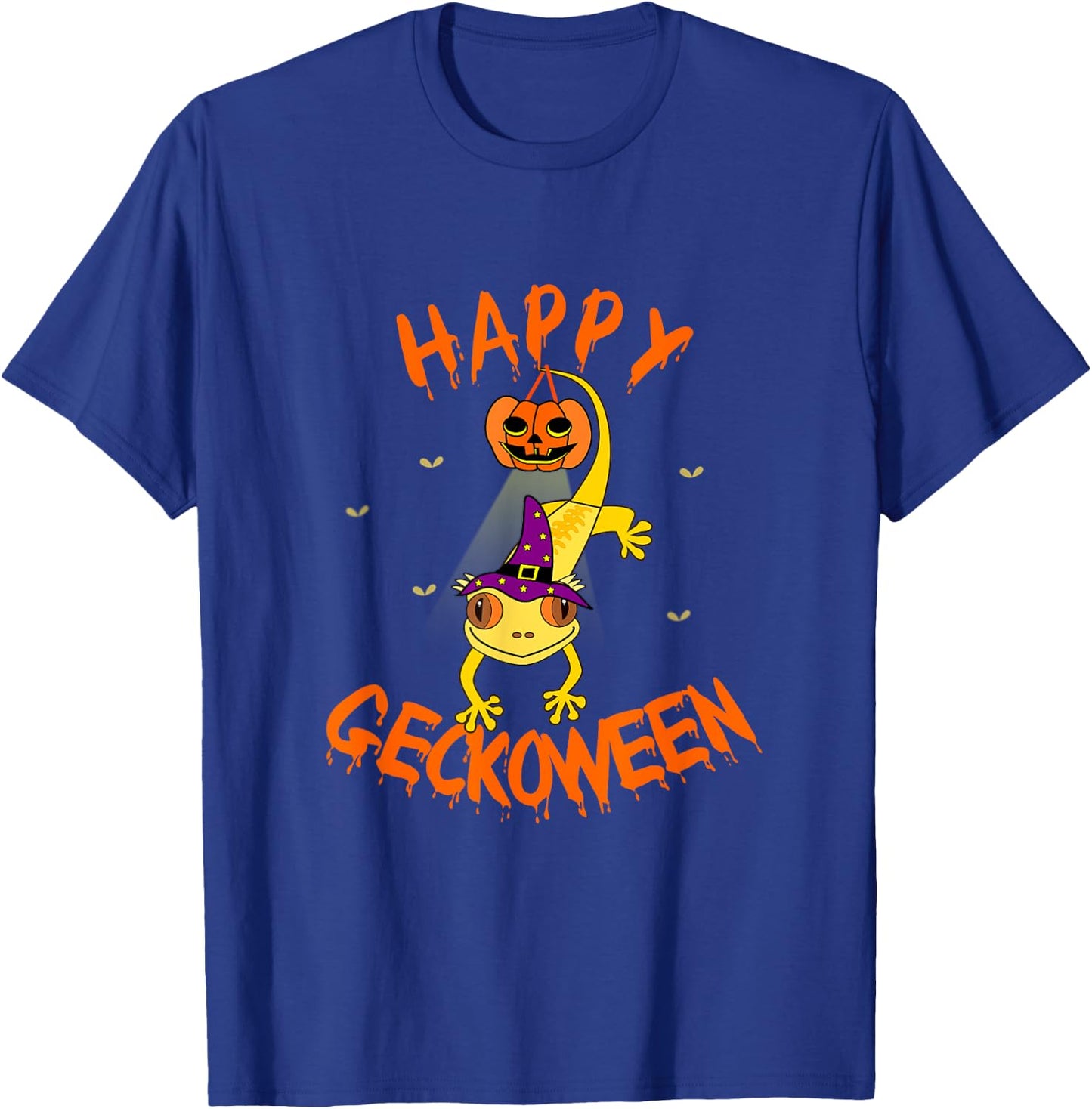 Funny Halloween Cute Crested Eyelash Gecko Pumpkin Shirt T-Shirt - T-Shirt | Royal