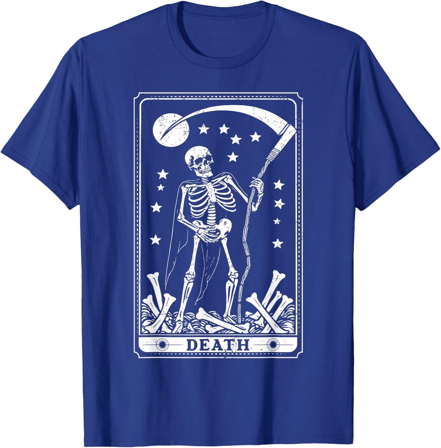 Retro Death Skeleton Tarot Card Astrology Happy Halloween T-Shirt - T-Shirt | Royal
