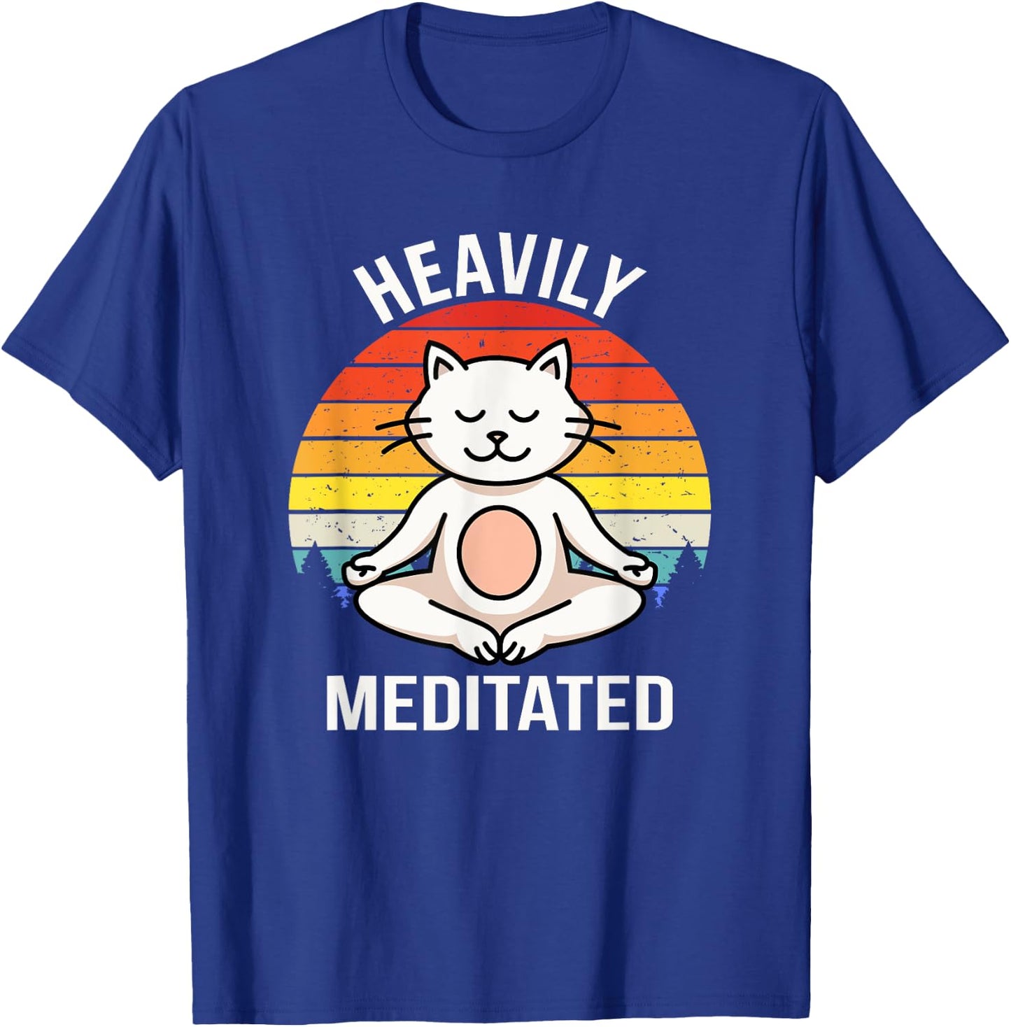 Heavily Meditated Yoga Meditation Spiritual Buddhist Cat Women Kids T-Shirt - T-Shirt | Royal