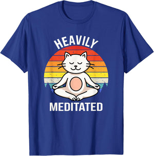 Heavily Meditated Yoga Meditation Spiritual Buddhist Cat Women Kids T-Shirt - T-Shirt | Royal