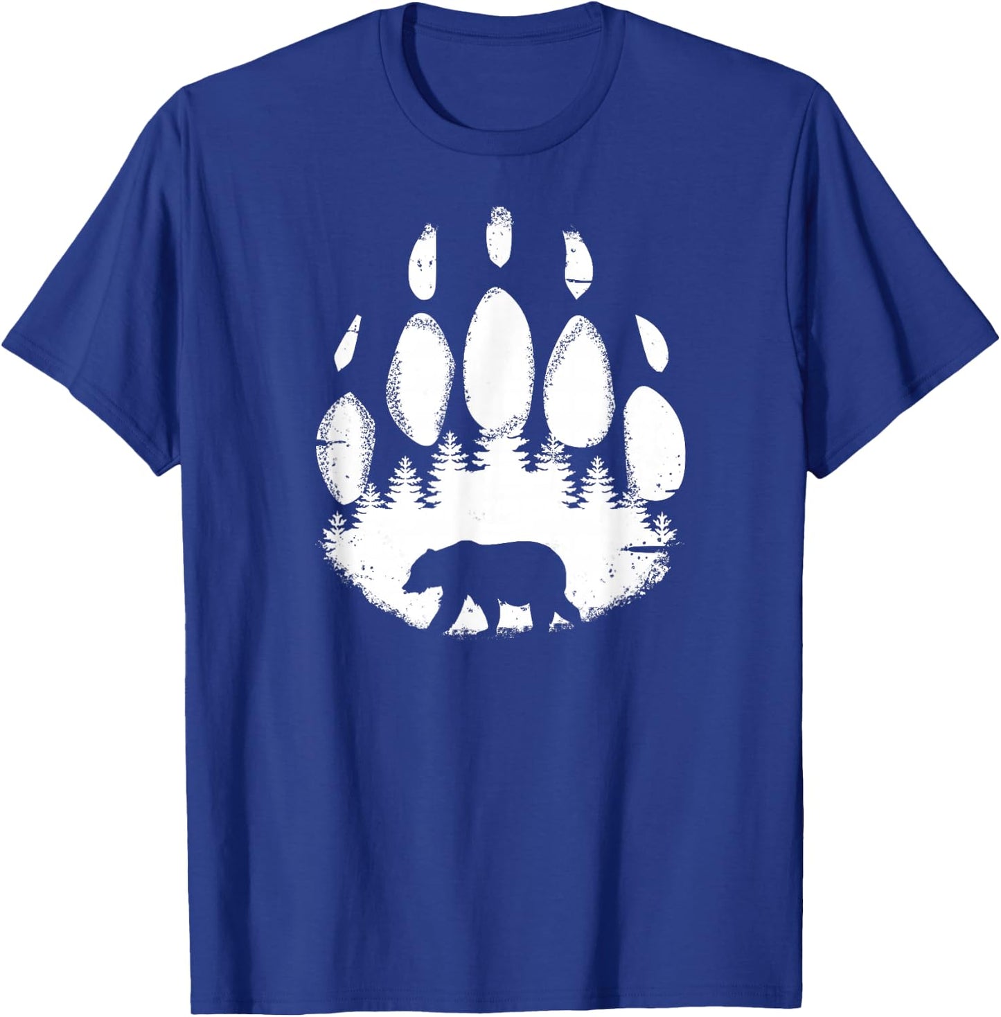 Bear Paw White Print Forest Animal Silhouette T-Shirt - T-Shirt | Royal