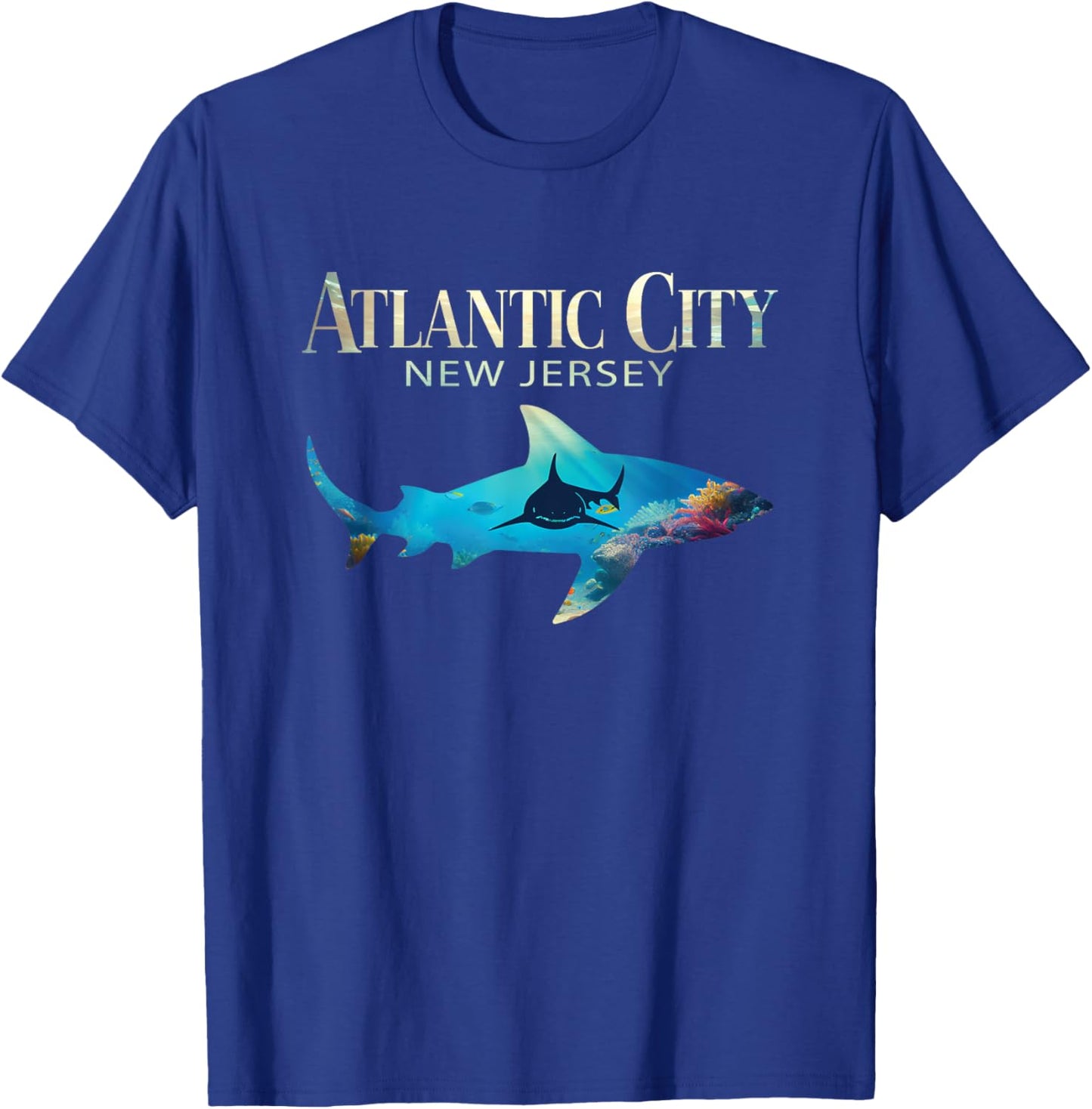 Atlantic City Retro Atlantic City NJ Shark T-Shirt - T-Shirt | Royal