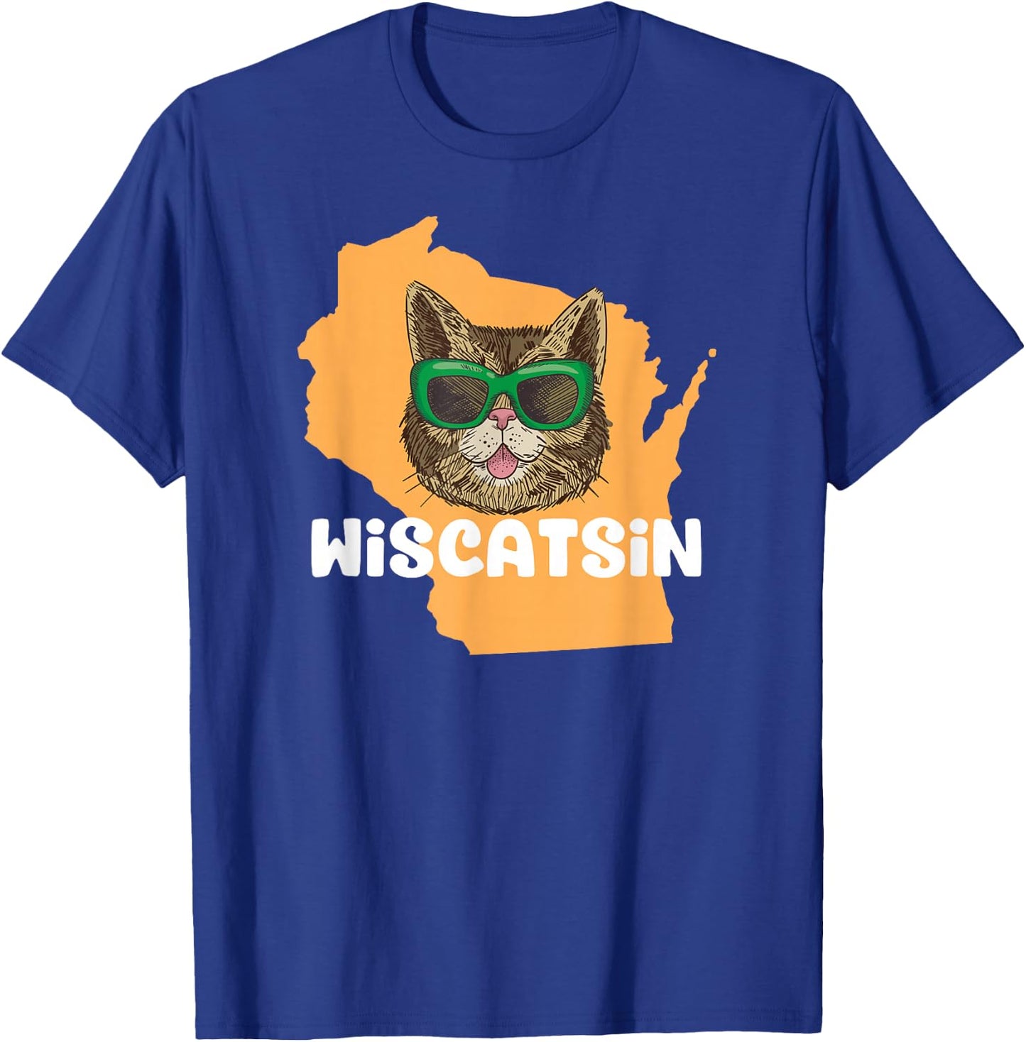 Wiscatsin (Wisconsin) - Funny City State Cat Pun Men Women Girls Kids T-Shirt - T-Shirt | Royal