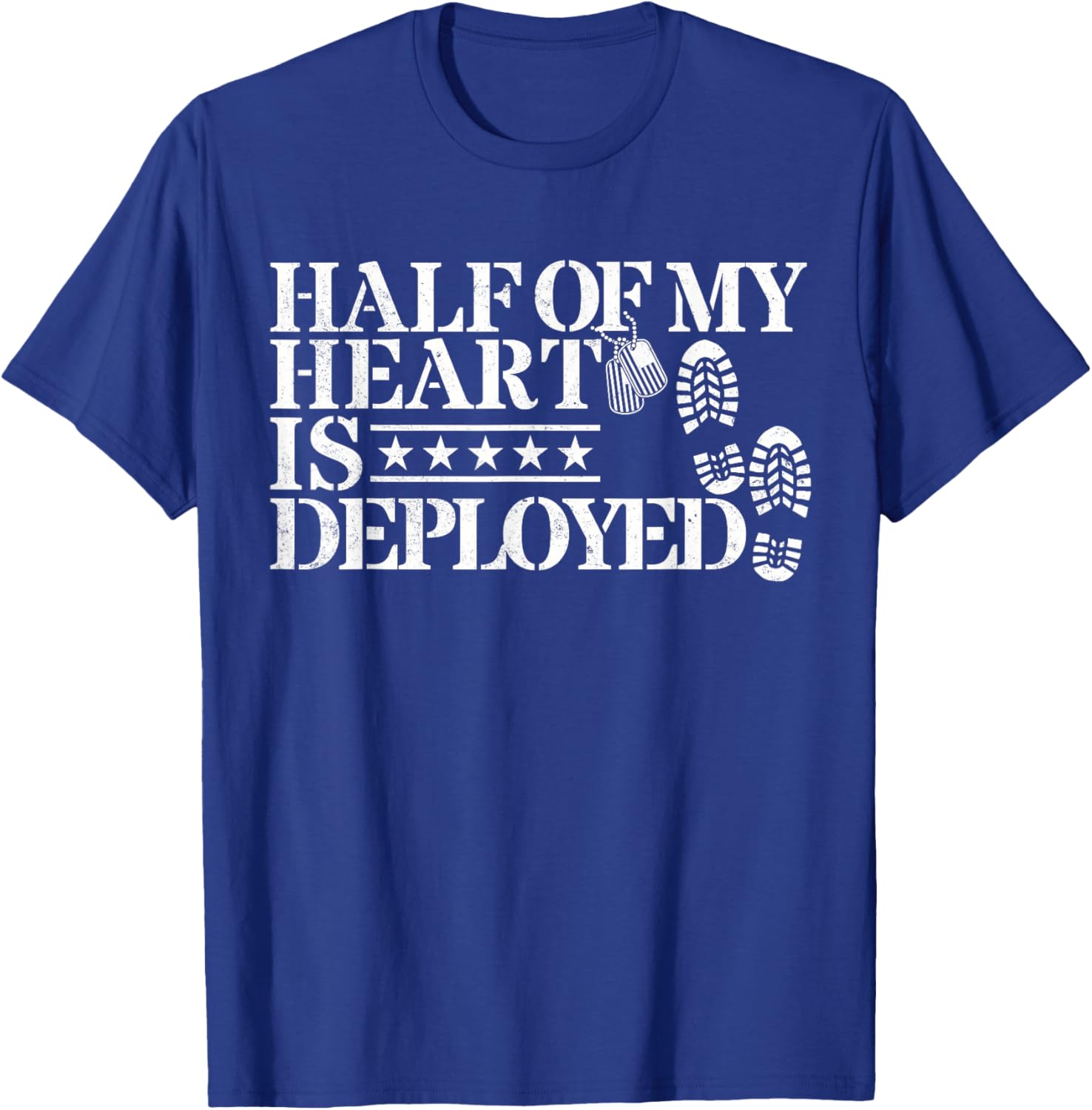 Half Of My Heart Is Deployed Husband Wife Deployment Gifts T-Shirt - T-Shirt | Royal