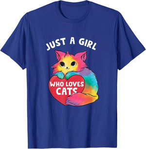 Just a girl who loves cats, cute Cat lover for Girls T-Shirt - T-Shirt | Royal