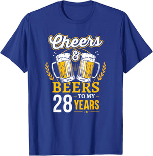 Cheers And Beers To My 28 Years Old 28th Birthday T-Shirt - T-Shirt | Royal