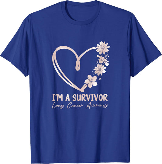 Lung Cancer Awareness by Lung Cancer Awareness design for survivors - -Adults, Black, Small, Short Sleeve, Classic Fit, Cotton, Modern T-Shirt - T-Shirt | Royal