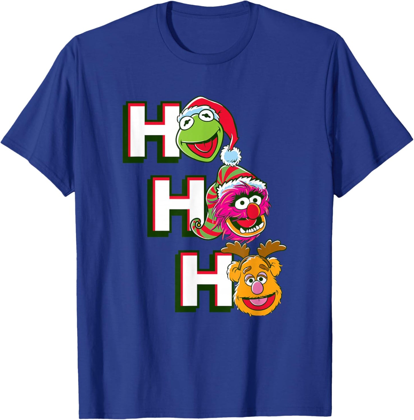 Disney The Muppets Christmas Kermit Animal Fozzie HO HO HO T-Shirt - T-Shirt | Royal