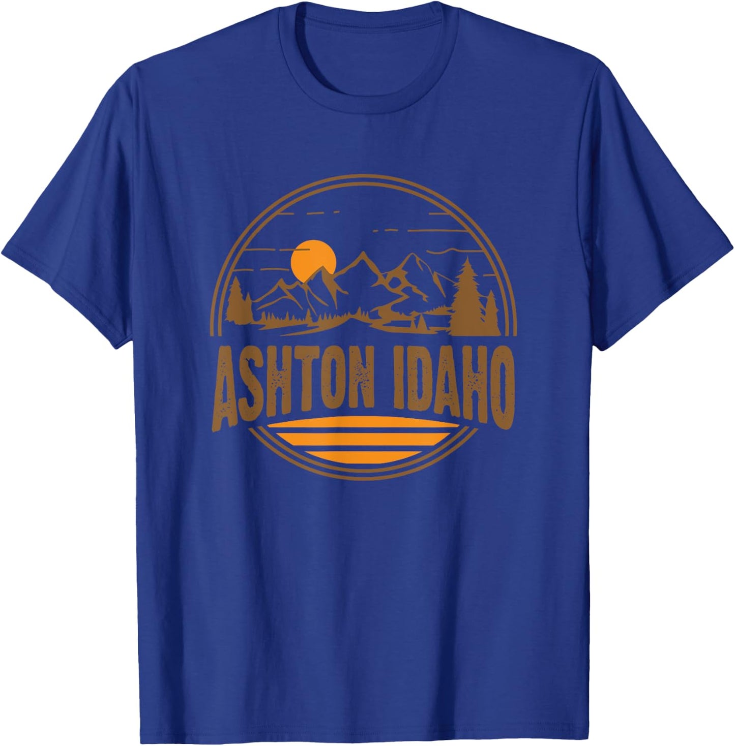 Vintage Ashton, Idaho Mountain Hiking Souvenir Print T-Shirt - T-Shirt | Royal