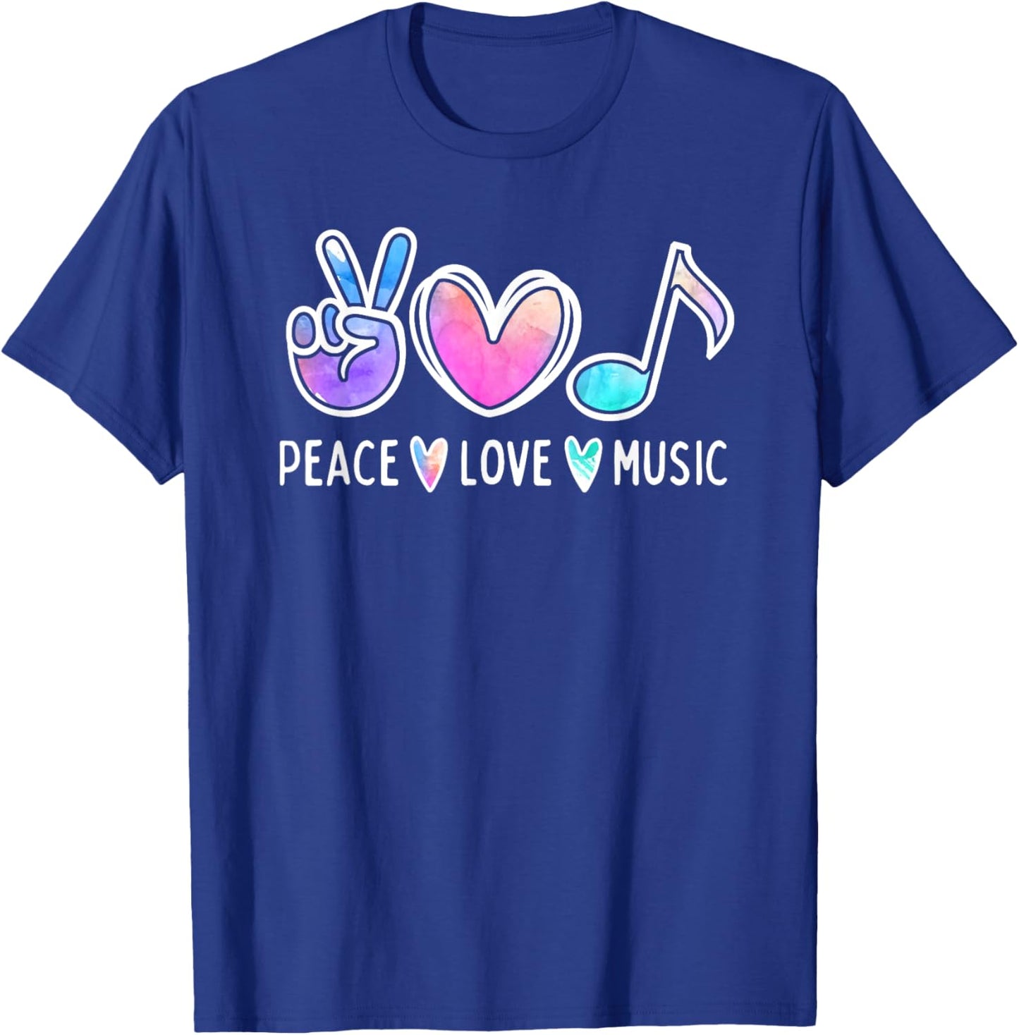 Peace Love Music Lover Musician Cute Tie Dye T-Shirt - T-Shirt | Royal