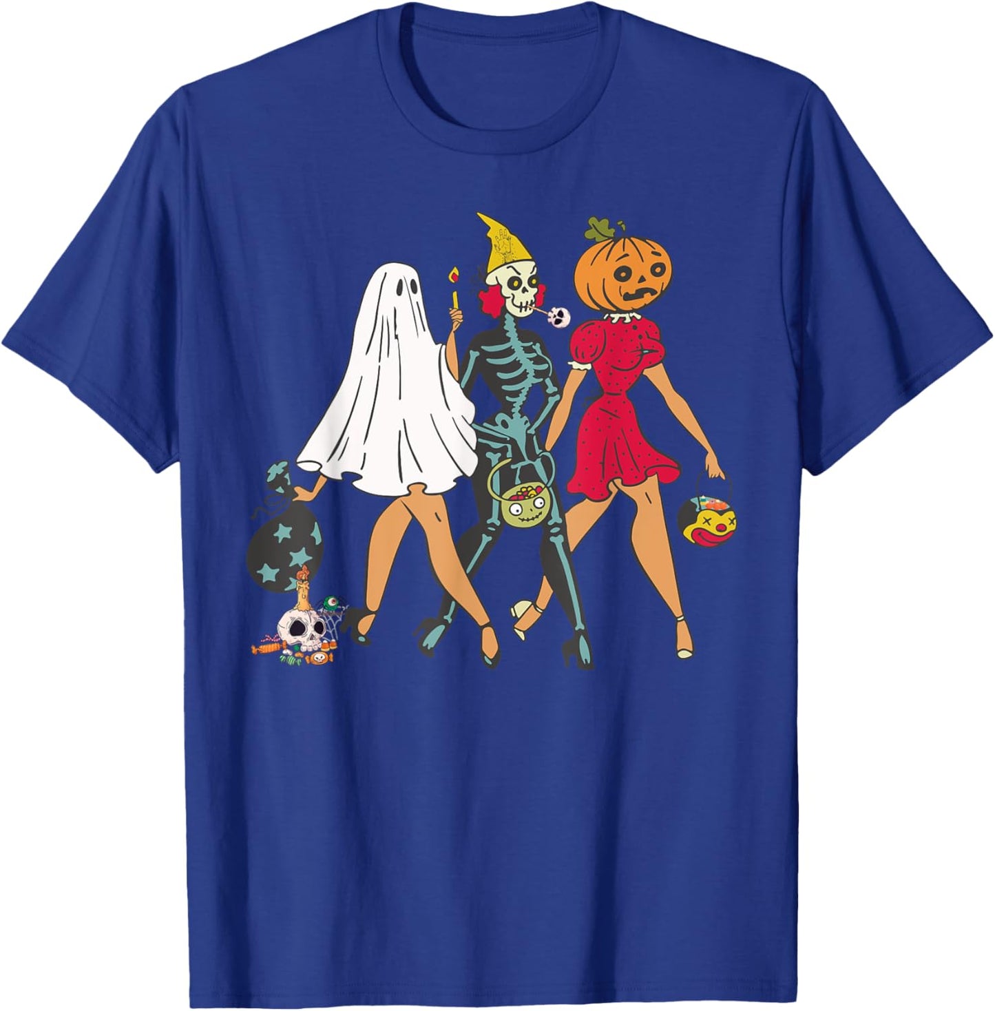 Halloween Witch Pin Up Retro Vintage Pumpkin Women T-Shirt - T-Shirt | Royal