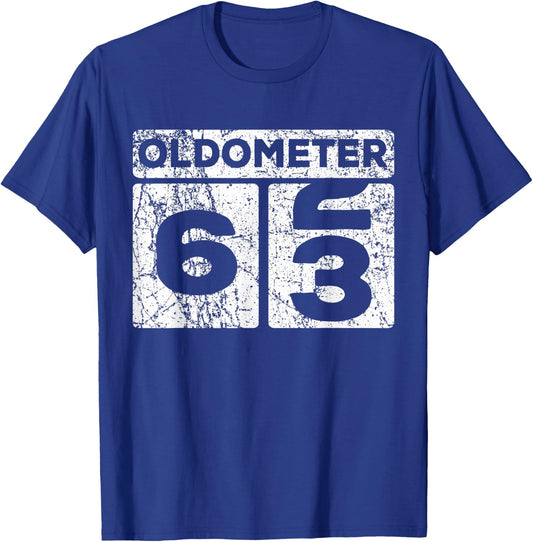 Oldometer 62-63 Car Odometer Funny 63rd Birthday T-Shirt - T-Shirt | Royal