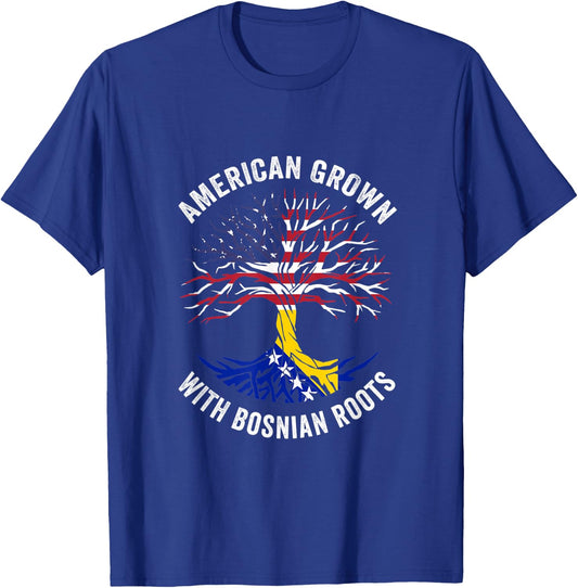 USA American Grown With Bosnian Roots Bosnia and Herzegovina T-Shirt - T-Shirt | Royal