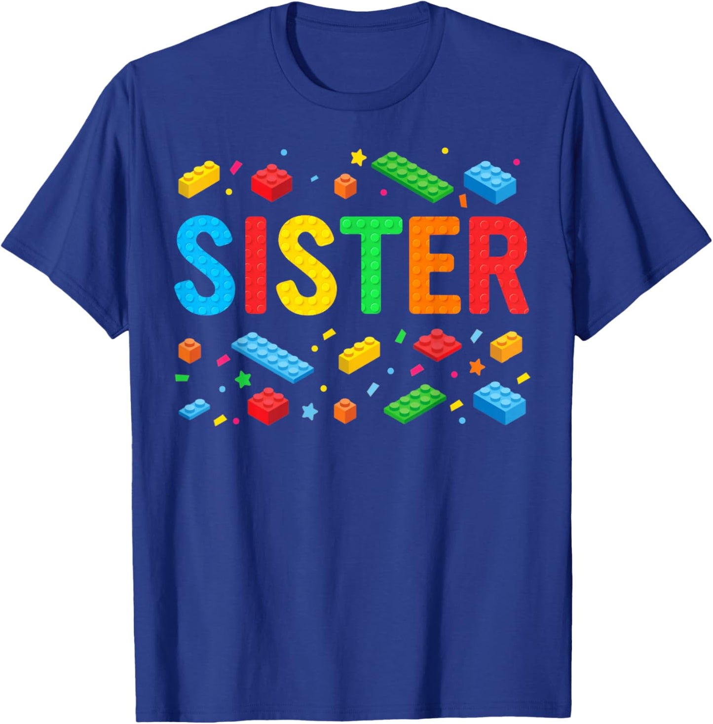 Sister Master Builder Building Bricks Blocks Family Matching T-Shirt - T-Shirt | Royal