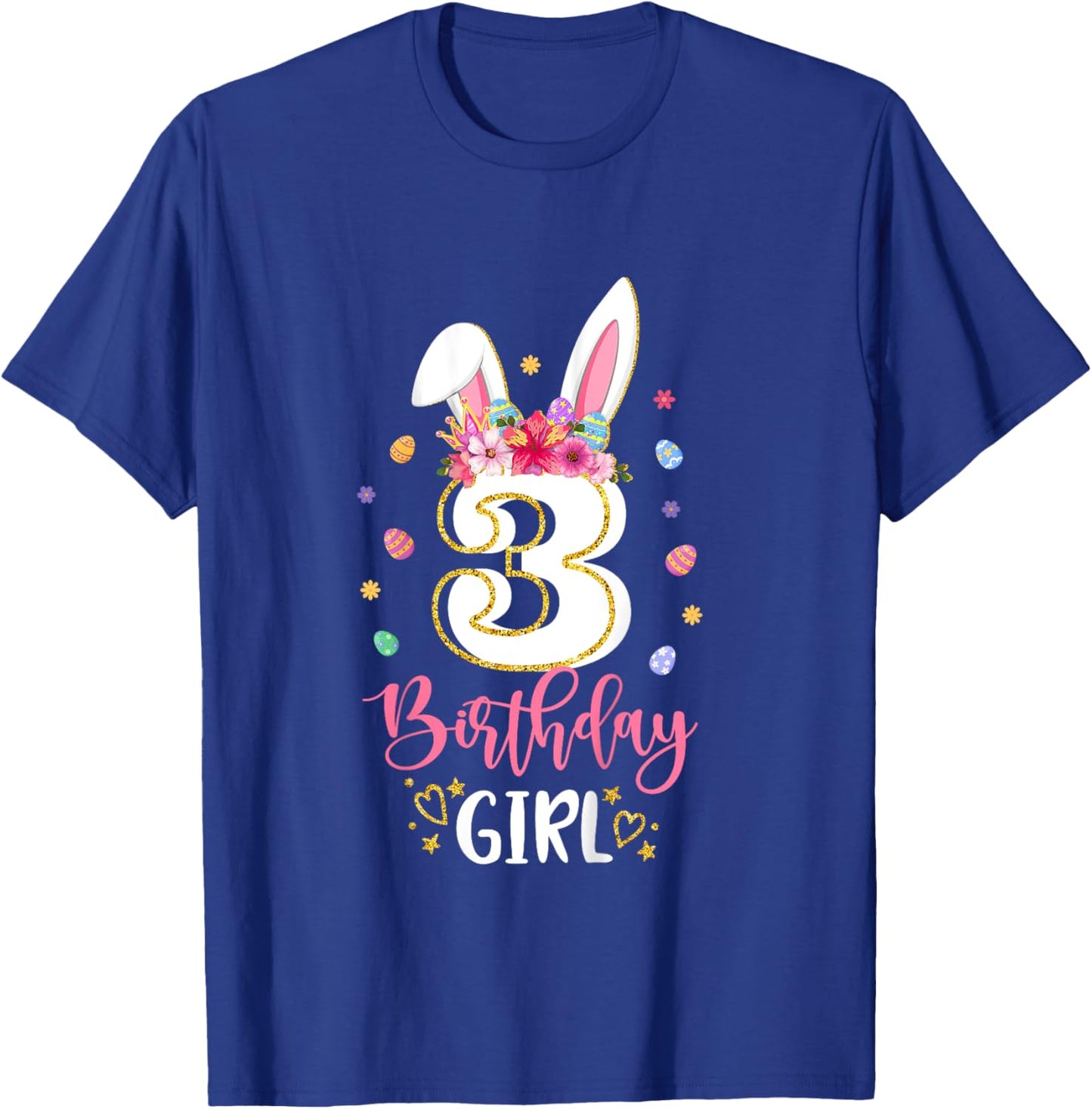 Birthday Princess Floral Bunny 3rd Birthday Girl 3 Yrs Old T-Shirt - T-Shirt | Royal