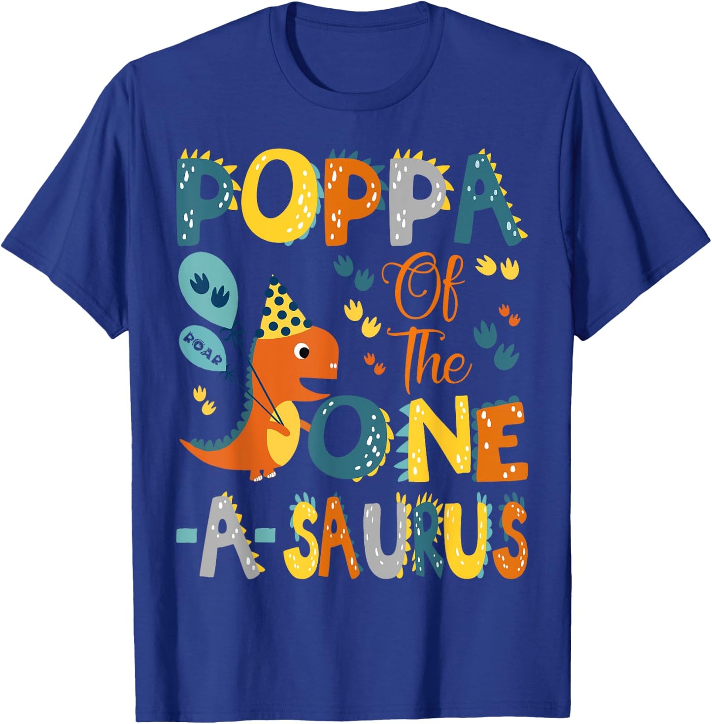 Poppa Of The One-A-Saurus 1St Birthday Dinosaur Party T-Shirt - T-Shirt | Royal