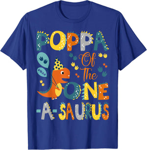 Poppa Of The One-A-Saurus 1St Birthday Dinosaur Party T-Shirt - T-Shirt | Royal