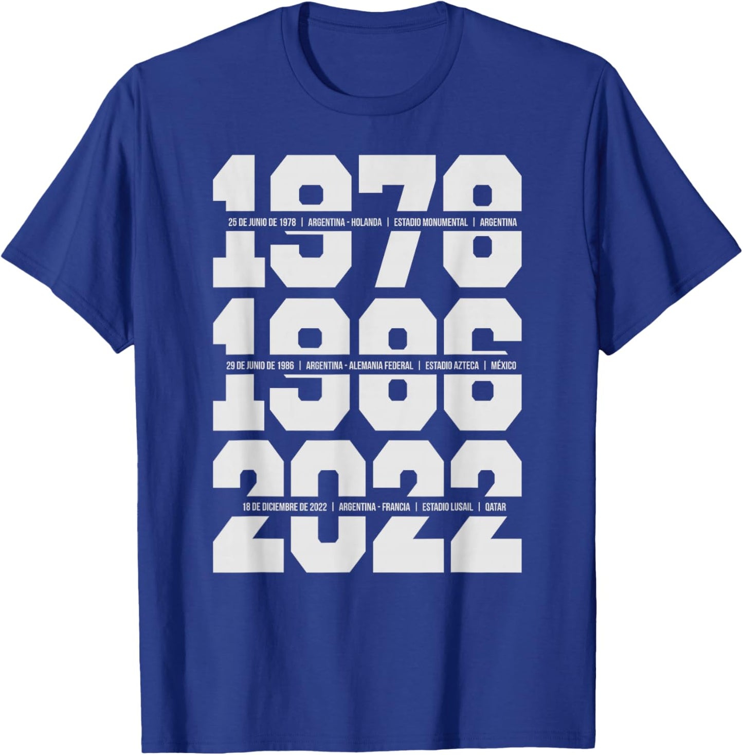 Argentina, 1978, 1986, 2022 T-Shirt - T-Shirt | Royal