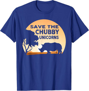Save The Chubby Unicorns Fat Rhino Funny T-Shirt - T-Shirt | Royal