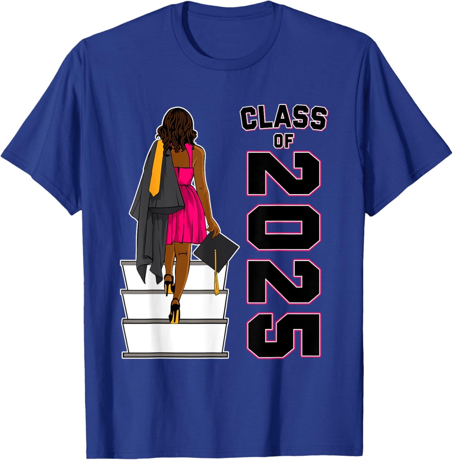 African American Afro Black Girl Graduation Class Of 2025 T-Shirt - T-Shirt | Royal
