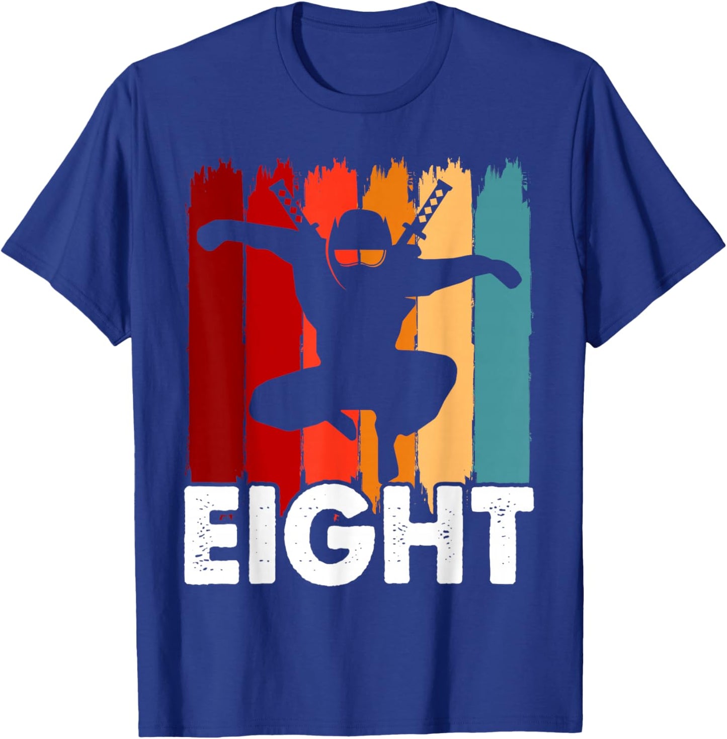Kids 8th Birthday Retro Ninja 8 Years Boys Girl Kids T-Shirt - T-Shirt | Royal
