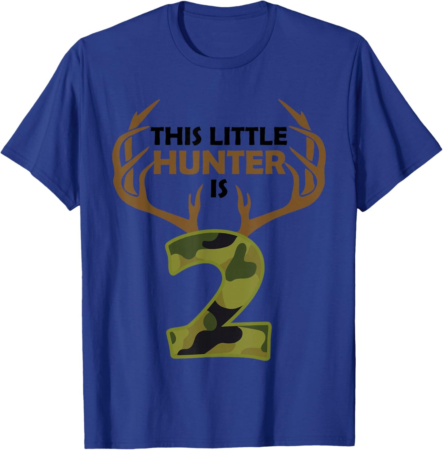 Funny 2nd Birthday 2 Year Old Deer Hunter Gift Boys Kids T-Shirt - T-Shirt | Royal