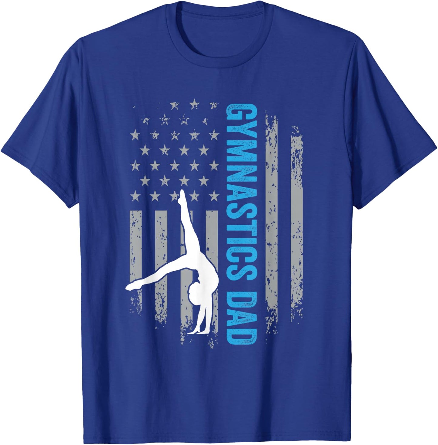 Gymnastics Dad Gymnast Father Parent American Flag Sports T-Shirt - T-Shirt | Royal