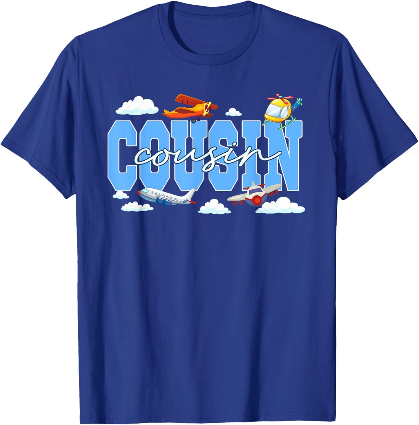 Cousin Birthday Boy Airplane Theme Family Matching Party T-Shirt - T-Shirt | Royal