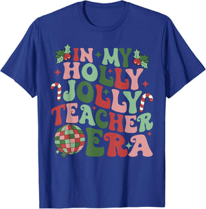 in My Holly Xmas Jolly Teacher Era Teacher Vibes Christmas Women Kids T-Shirt - T-Shirt | Royal