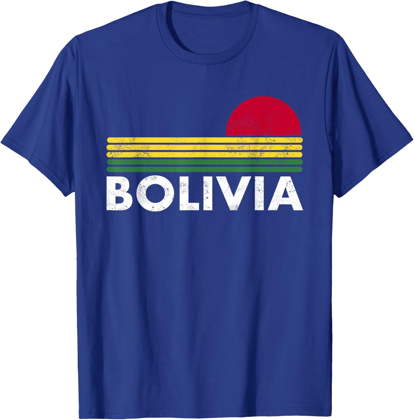 Retro Bolivia Shirt Vintage Bolivia Flag Bolivian Gift T-Shirt - T-Shirt | Royal