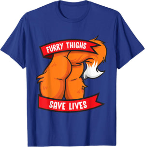 Fox Furry Thighs Save Lives Proud Furry Pride Fandom T-Shirt - T-Shirt | Royal