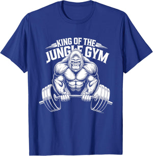 Animal Lovers Funny Quotes And Designs King of the Jungle Gym Gorilla Workout T-Shirt - T-Shirt | Royal