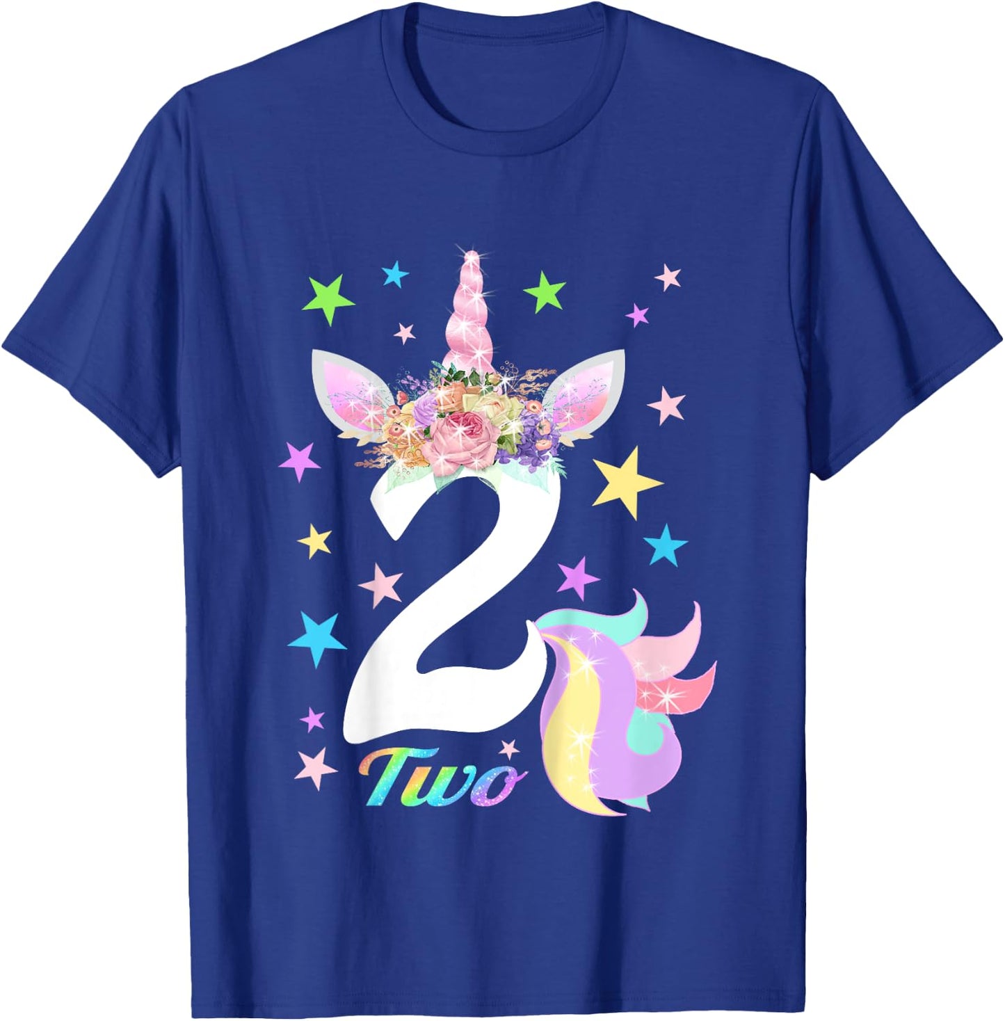 Number 2 (Two) Unicorn 2nd Birthday Shirt for 2 Year Old T-Shirt - T-Shirt | Royal