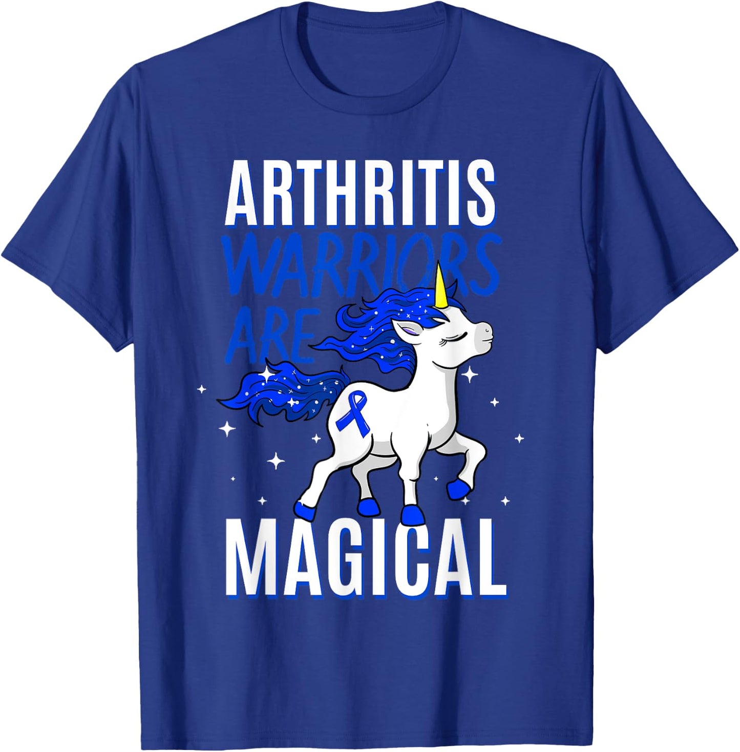 Arthritis Warrior Magical Unicorn Blue Ribbon Inflammation T-Shirt - T-Shirt | Royal