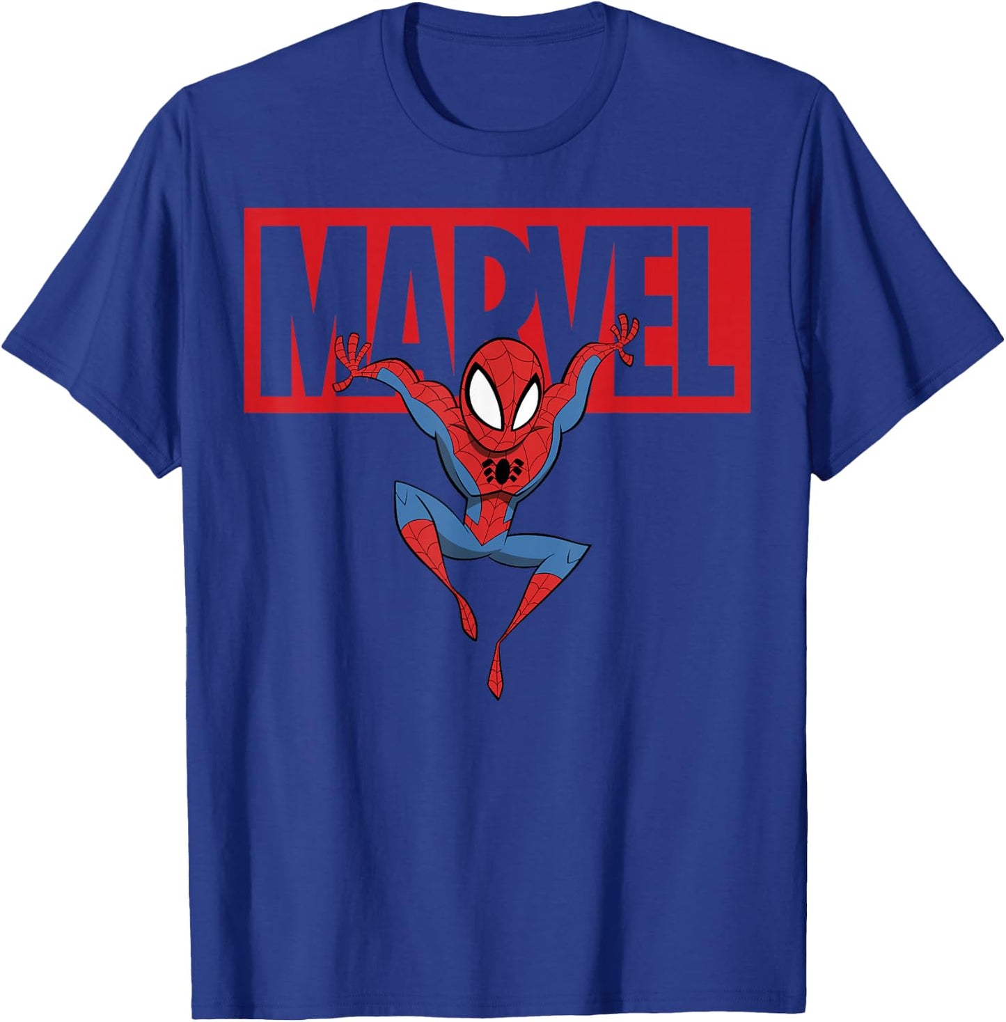 Marvel Spider-Man Chibi Action Pose Logo Outline T-Shirt - T-Shirt | Royal